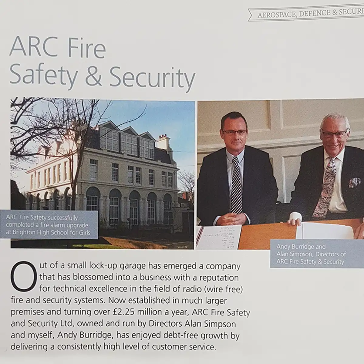 ARC Fire Safety & Security Featured in Parliamentary Review 2017